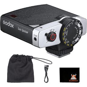 درجة حرارة لون فلاش Godox Lux Junior Retro 6000k±200k، متوافقة على نطاق واسع مع معظم العلامات التجارية للكاميرات مثل Fuji وCanon وNikon وSony in Kuwait