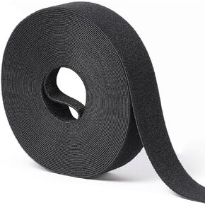 1 in x 60 ft Hook and Loop Roll | Double-Sided Strips, Self-Gripping Straps | Reusable Multi-Purpose Wrap Fasteners for Home, Office, Data Center, and More