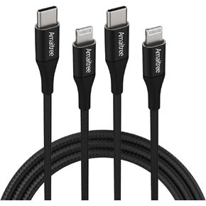 USB C to Lightning Cable (4Ft, 2-Pack),[Apple MFi Certified] 3A Fast Charging iPhone Charging Braided Cable, Durable Lightning to USB-C Carplay Data Cable for iPhone 14/13/12/11/XS/XR and More - Black in Kuwait