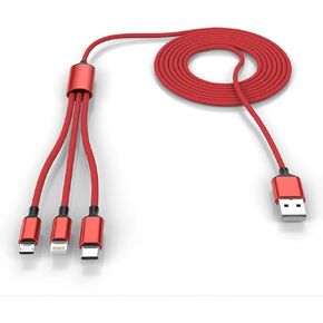 كابل شحن متعدد 3 في 1 USB طويل للآيفون، سلك شاحن هاتف عالمي مجدول من النايلون بطول 3 متر/10 أقدام USB C/Micro USB/محول موصل Lightning لأجهزة Android/Apple/Samsung/LG/Pixel/Huawei/XiaoMi (رمادي) in Kuwait