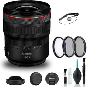 عدسة Canon RF مقاس 14-35 مم f/4L هي عدسة USM (4857C002) + مجموعة مرشح + حافظة غطاء + مجموعة تنظيف + المزيد (متجددة) in Saudi Arabia
