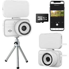 كاميرا Time Laspe 32 جيجابايت للتحكم في التطبيقات، واي فاي، صور 32 ميجابكسل 2.7K كاميرا فيديو بفاصل زمني للتركيز اليدوي، وضع الاستعداد 180 يومًا، عرض مباشر، ضوء تعبئة LED، تصوير متعدد لنمو زهرة النبات، البناء (أبيض) in Kuwait