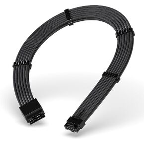 EZDIY-FAB 16pin (12+4) 12VHPWR PCIe 5.0 GPU Power Sleeved Cable Extension, Male to Female, Compatible with RTX 5080, 5070, 4090, 4080, 4070,16AWG with Cable Combs-Black in Kuwait