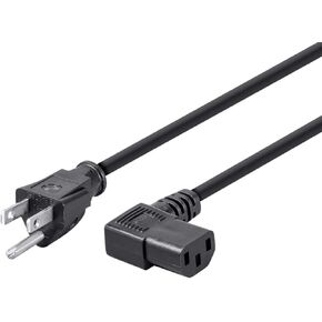 Monoprice Right Angle Power Cord - NEMA 5-15P to Right Angle IEC 60320 C13, 15 Amp, 1875 Watt, 125 Volt, 14AWG, 2 Feet, Black in Kuwait
