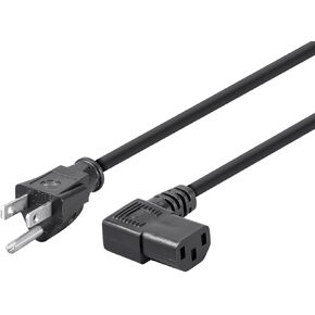 Monoprice 3ft 14AWG Right Angle Power Cord Cable w/ 3 Conductor PC Power Connector Socket (C13/5-15P) - Black in Kuwait