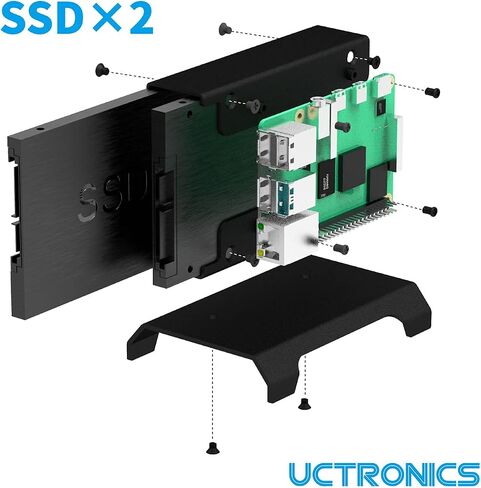 UCTRONICS for Raspberry Pi SSD Case, Supports 2 Units of 2.5" SSD and Pi 5, 4, 3B/3B+ and Other B Models in Saudi Arabia