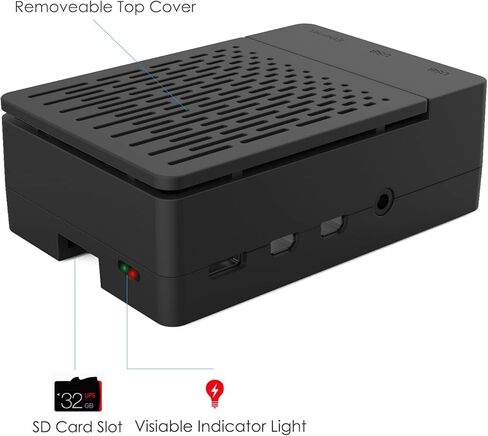 [20W 5V 4A] حافظة Raspberry Pi 4، iUniker 20W 5V 4A USB C Raspberry Pi 4 مزود طاقة مع مبدد حرارة 40 مم، مروحة تبريد 40 مم، بطاقة 32 جيجابايت، قارئ بطاقات، كابل Hdmi 4K لـ Pi 4 8 ​​جيجابايت/4 جيجابايت/2 جيجابايت in Kuwait