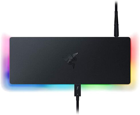 Razer Thunderbolt 4 Dock (أسود) 10 منافذ إخراج عرض مزدوج 4K أو فردي 8K مع إضاءة Chroma RGB (متجددة) in Saudi Arabia