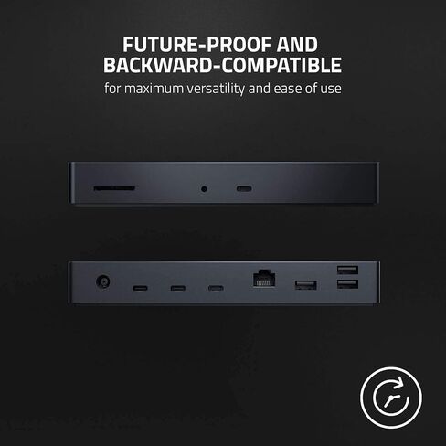 Razer Thunderbolt 4 Dock (أسود) 10 منافذ إخراج عرض مزدوج 4K أو فردي 8K مع إضاءة Chroma RGB (متجددة) in Saudi Arabia