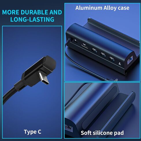 قاعدة شحن لسطح البخار، قاعدة سطح بخار 6 في 1 مع شاحن 45 واط، HDMI 2.0 4K عند 60 هرتز، جيجابت ايثرنت 1000 ميجابت في الثانية، 3 USB-A 3.0 ومنفذ USB-C PD متوافقة مع ستيم ديك in Kuwait