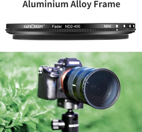 مفهوم K& فلتر ND Fader 77 ملم متغير الكثافة محايد قابل للتعديل ND2 إلى ND400 متوافق مع كاميرات كانون 6D 5D مارك II 5D مارك III، نيكون D610 D700 D800 D800 كاميرات DSLR + قطعة قماش لتنظيف العدسات in Kuwait
