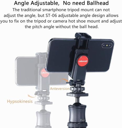 ULANZI ST-06 Camera Hot Shoe Phone Holder Flexible Phone Tripod Mount Adapter w Cold Shoe Mount for Microphone LED Light for DJI Ronin SC iPhone Samsung Canon Nikon DSLR Photography in Saudi Arabia