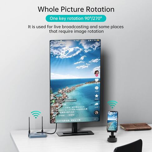 MT-VIKI Wireless HDMI Transmitter and Receiver, 100ft Full HD 1080p Extender HDMI Adapter, Support 2.4/5GHz for Ultra HD Streaming Video/Audio from Laptop,PC to HDTV/Projector in Saudi Arabia