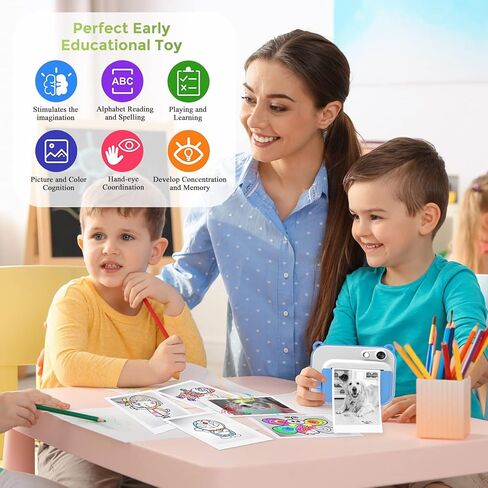 ورق كاميرا 6 رولز لطباعة كيديزوم، ورق طباعة كاميرا 2.5 سم × 2.5 سم متوافق مع VTech Dragon/MiniBear/Touch ورق كاميرا طباعة ورق للكاميرا الفورية لمعظم الأطفال in Kuwait