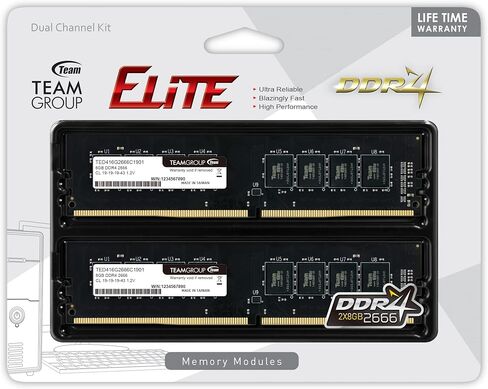 TEAMGROUP Elite DDR4 32GB Kit (2 x 16GB) 3200MHz PC4-25600 CL22 (2933MHz or 2666MHz) Unbuffered Non-ECC 1.2V UDIMM 288 Pin PC Computer Desktop Memory Module Ram Upgrade - TED432G3200C22DC01 in Kuwait