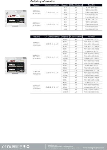 TEAMGROUP Elite DDR4 32GB Kit (2 x 16GB) 3200MHz PC4-25600 CL22 (2933MHz or 2666MHz) Unbuffered Non-ECC 1.2V UDIMM 288 Pin PC Computer Desktop Memory Module Ram Upgrade - TED432G3200C22DC01 in Kuwait