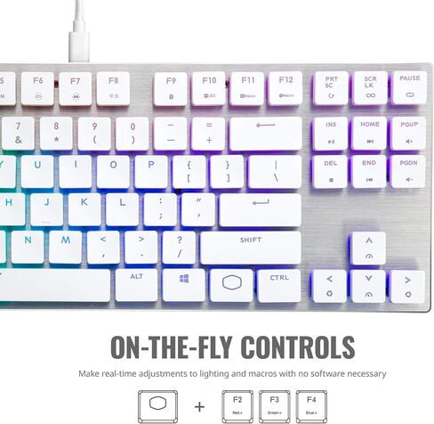 Cooler Master SK650 White Limited Edition Mechanical Keyboard with Cherry MX Low Profile RGB Switches in Brushed Aluminum Design, Full in Kuwait