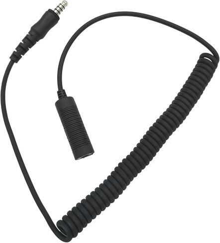 Pdflie Helicopter Headset Replacement Cable Coiled Extension Wire with U-174/U 7.0 mm Civilian Plug Connect to Aircraft Headphone Microphone Earpiece(Black,Wired,Civilian Wiring) in Saudi Arabia
