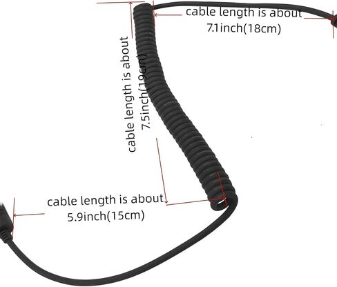 Pdflie Helicopter Headset Replacement Cable Coiled Extension Wire with U-174/U 7.0 mm Civilian Plug Connect to Aircraft Headphone Microphone Earpiece(Black,Wired,Civilian Wiring) in Saudi Arabia