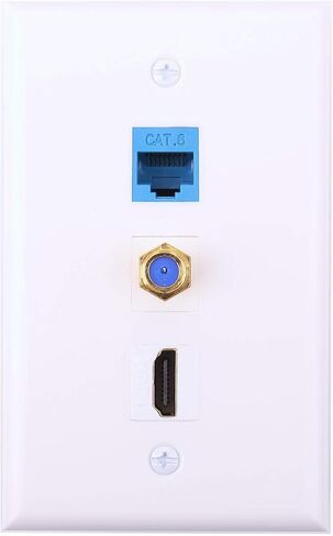 لوحة حائط iGreely Ethernet - 4 منافذ أنثى إلى أنثى Cat6 جاك لوحة حائط بيضاء in Kuwait