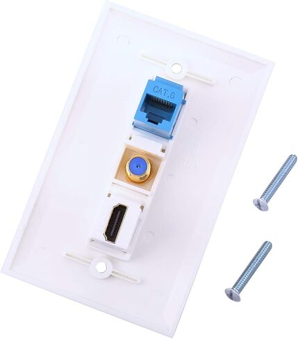 لوحة حائط iGreely Ethernet - 4 منافذ أنثى إلى أنثى Cat6 جاك لوحة حائط بيضاء in Kuwait