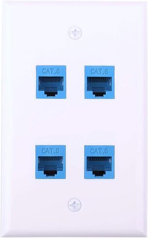 لوحة حائط iGreely Ethernet - 4 منافذ أنثى إلى أنثى Cat6 جاك لوحة حائط بيضاء in Kuwait