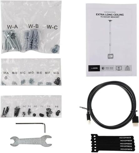 Monoprice Specialty Ceiling Mounted TV Wall Mount Bracket Extra Long Extension Range to 62.6" for 23" to 43" TVs up to 110lbs, Max VESA 200x200 in Saudi Arabia