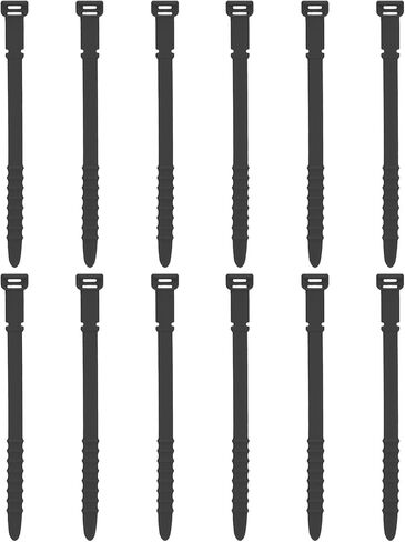 uxcell 12Pcs Silicone Cable Ties 6 Inch Reusable Wire Ties Elastic Cable Cord Organizer Straps for Cords Wire USB Charge Management Food Storage, Black in Kuwait