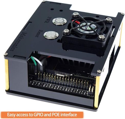 حافظة/علبة أكريليك من Makeronics (أسود) للوحة Jetson Nano B01,A02,2GB مع حقيبة الكاميرا | مروحة تبريد 5 فولت PWM | مفتاح التحكم في الطاقة وإعادة الضبط | تتضمن تعليمات التجميع in Kuwait
