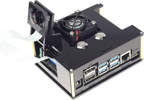 حافظة/علبة أكريليك من Makeronics (أسود) للوحة Jetson Nano B01,A02,2GB مع حقيبة الكاميرا | مروحة تبريد 5 فولت PWM | مفتاح التحكم في الطاقة وإعادة الضبط | تتضمن تعليمات التجميع in Kuwait