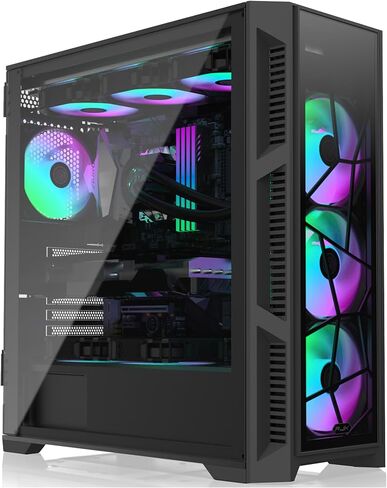 RAIJINTEK PONOS Ultra White TG4 E-ATX Mid Tower PC Case, Opening Tempered Glass Side Panel, Pre-Install 4 ARGB Fans, White (0R20B00227) in Kuwait