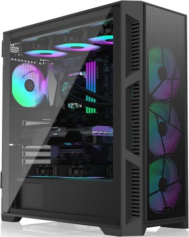 RAIJINTEK PONOS Ultra White TG4 E-ATX Mid Tower PC Case, Opening Tempered Glass Side Panel, Pre-Install 4 ARGB Fans, White (0R20B00227) in Kuwait