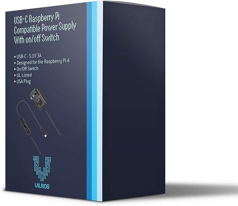 إمداد الطاقة متوافق مع Vilros Raspberry Pi 4 & 400 (USB-C) مع مفتاح تشغيل/إيقاف التشغيل in Saudi Arabia
