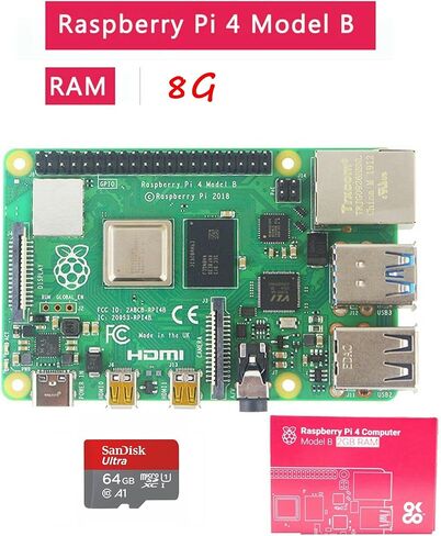 DIGISHUO Raspberry Pi 5B Model B 8GB RAM DIY 8 in 1 Kit | Black Case | Pi 5 Active Cooler | San Disk 128G SD Card Micro-SD | 2X Micro HDMI Cable | Sufficient 5.1V 5A Power Supply in Kuwait