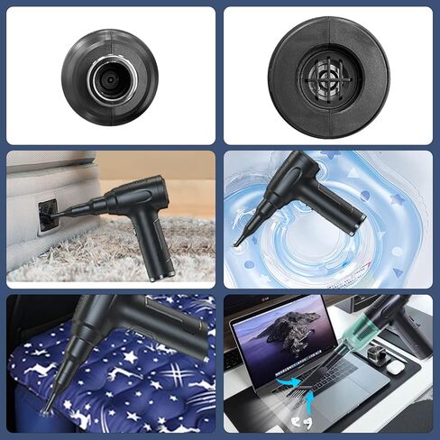 منفضة هواء مضغوط، مكنسة صغيرة 2 في 1، منظف لوحة المفاتيح، 50،00 لفة في الدقيقة 6000 مللي أمبير في الساعة، رذاذ هواء معلب، علبة كهربائية محمولة، مجموعة تنظيف الكمبيوتر المنفاخ اللاسلكي FLUKIN in Kuwait