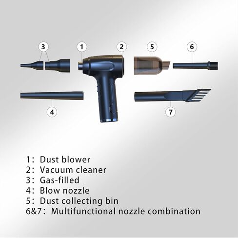 منفضة هواء مضغوط، مكنسة صغيرة 2 في 1، منظف لوحة المفاتيح، 50،00 لفة في الدقيقة 6000 مللي أمبير في الساعة، رذاذ هواء معلب، علبة كهربائية محمولة، مجموعة تنظيف الكمبيوتر المنفاخ اللاسلكي FLUKIN in Kuwait