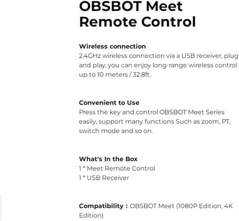 OBSBOT تعرف على جهاز التحكم عن بعد، تعرف على كاميرا ويب بدقة 1080 بكسل و4K تعمل بالذكاء الاصطناعي، لتدريس اجتماعات الفيديو المباشرة in Kuwait