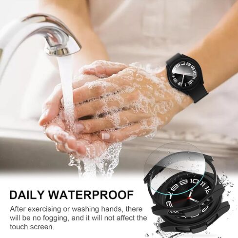 anotch [5+5] Pack for Samsung Galaxy Watch 6 Classic 47mm Screen protector Case, 5 Tempered Glass Screen Protector Film + 5 Hard PC Protective Bumper Case for Galaxy Watch 6 Classic 47mm Accessories in Kuwait