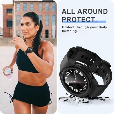 anotch [5+5] Pack for Samsung Galaxy Watch 6 Classic 47mm Screen protector Case, 5 Tempered Glass Screen Protector Film + 5 Hard PC Protective Bumper Case for Galaxy Watch 6 Classic 47mm Accessories in Kuwait