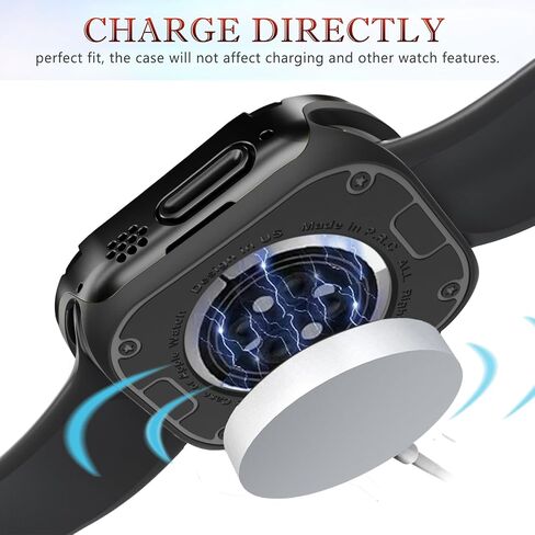 حافظة ميكانيكية مقاس 49 ملم مناسبة لساعة Apple Watch Ultra 2 & 1 مقاس 49 ملم، ممتص للصدمات ناعم مقاوم للصدمات + واقي صلب مضاد للخدش، غطاء مدرع عالي التحمل على الطراز العسكري لملحقات حزام iWatch 49 ملم - أسود in Kuwait