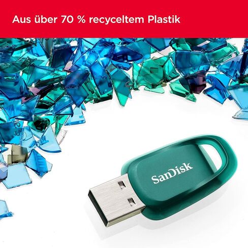 SanDisk 64GB Ultra Eco USB 3.2 Gen 1 Flash Drive - SDCZ96-064G-G46, Blue-Green in Saudi Arabia