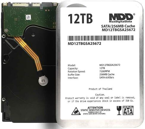 MDD 12TB 7200RPM SATA 6Gb/s 256MB Cache 3.5inch Internal Desktop Hard Drive, MD12TBGSA25672, Mechanical Hard Disk (Renewed) in Saudi Arabia