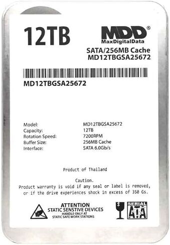 MDD 12TB 7200RPM SATA 6Gb/s 256MB Cache 3.5inch Internal Desktop Hard Drive, MD12TBGSA25672, Mechanical Hard Disk (Renewed) in Saudi Arabia