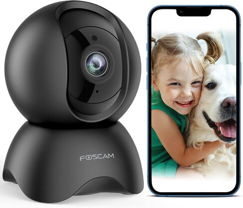Foscam 5MP WiFi Pet Cameras for Home Security, 2.4GHz Indoor Camera Baby Monitor with 360° Pan Tilt, 2-Way Audio, 6X Digital Zoom, Night Vision, AI Human Detection, Cloud & SD Card Storage in Kuwait