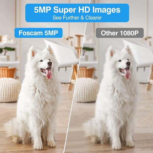 Foscam 5MP WiFi Pet Cameras for Home Security, 2.4GHz Indoor Camera Baby Monitor with 360° Pan Tilt, 2-Way Audio, 6X Digital Zoom, Night Vision, AI Human Detection, Cloud & SD Card Storage in Kuwait
