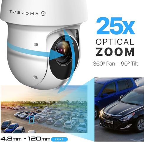 Amcrest 2MP خارجي PTZ POE + IP كاميرا تكبير بإمالة (بصري 25x بمحرك) POE+ قبة سرعة أمان الكاميرا، مستشعر صور CMOS، رؤية ليلية 328 قدمًا، POE+ (802.3at) F1.6، IP66، IP2M-863EW-AI-V2 in Kuwait