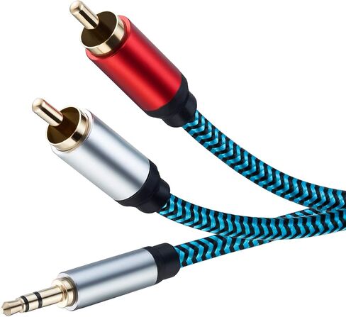 Hftywy RCA إلى 3.5 مم كابل Aux 30 قدم مضفر 3.5 مم ذكر إلى 2RCA ذكر ستيريو Y مقسم RCA كابل 1/8 إلى RCA كابل ستيريو Audiophiles سماعة رأس RCA كابل in Kuwait