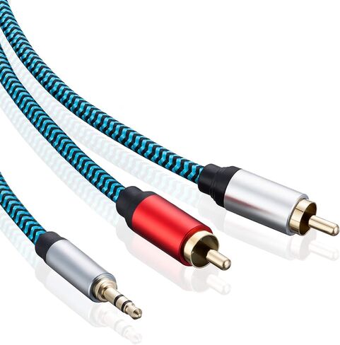 Hftywy RCA إلى 3.5 مم كابل Aux 30 قدم مضفر 3.5 مم ذكر إلى 2RCA ذكر ستيريو Y مقسم RCA كابل 1/8 إلى RCA كابل ستيريو Audiophiles سماعة رأس RCA كابل in Kuwait