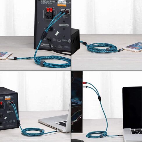 Hftywy RCA إلى 3.5 مم كابل Aux 30 قدم مضفر 3.5 مم ذكر إلى 2RCA ذكر ستيريو Y مقسم RCA كابل 1/8 إلى RCA كابل ستيريو Audiophiles سماعة رأس RCA كابل in Kuwait