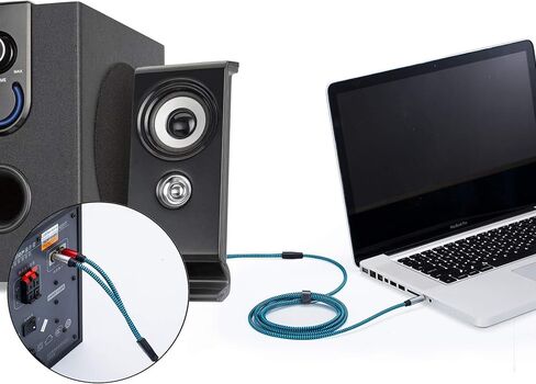 Hftywy RCA إلى 3.5 مم كابل Aux 30 قدم مضفر 3.5 مم ذكر إلى 2RCA ذكر ستيريو Y مقسم RCA كابل 1/8 إلى RCA كابل ستيريو Audiophiles سماعة رأس RCA كابل in Kuwait